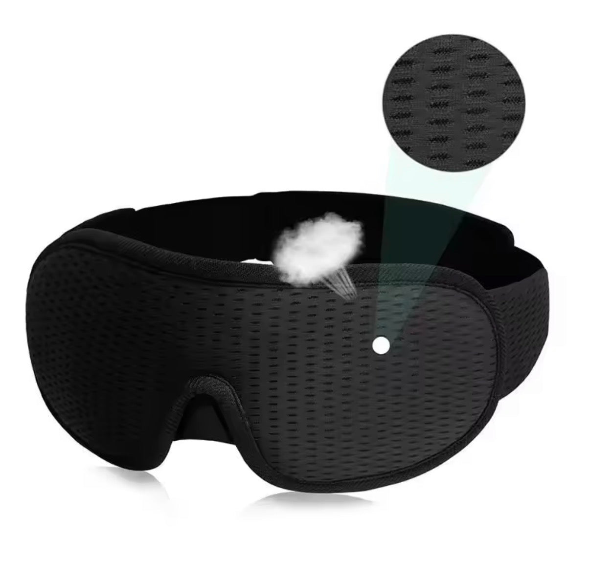 AuraSom 3D Sleep Mask in Midnight Black - memory foam contoured sleep mask